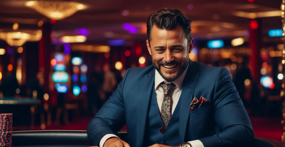 Elegant man enjoying himself at the casino playing roulette